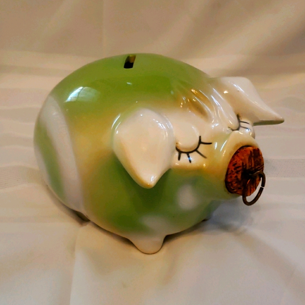 VINTAGE Hull Pottery Corky Pig Piggy Bank